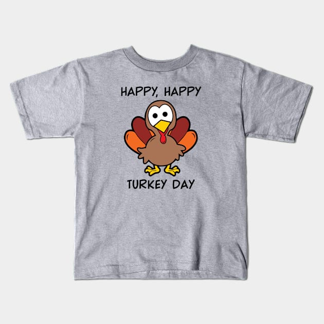 Happy Turkey Day Kids T-Shirt by OffBookDesigns